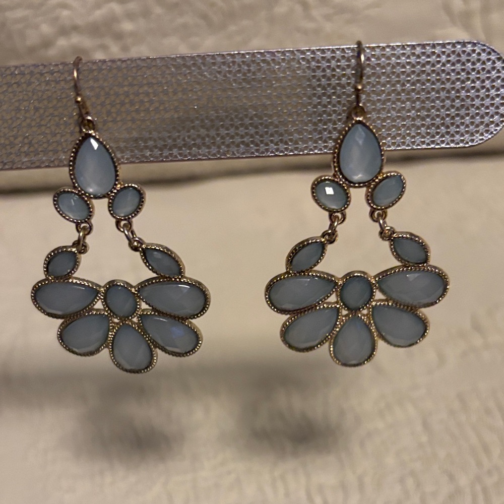 Elegant Gold and Blue Teardrop Earrings‼️